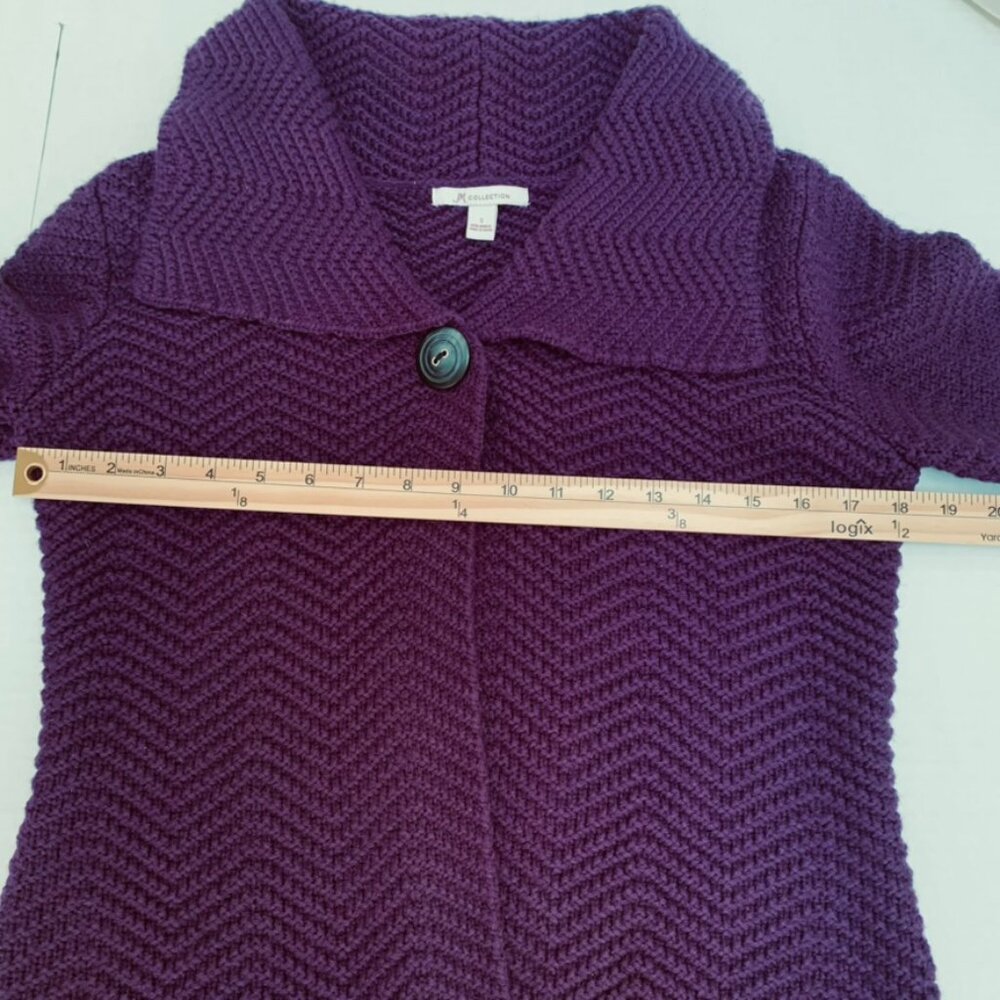 JM Collection Womens Size Small Deep Purple One Button Cardigan Sweater - Picture 7 of 9